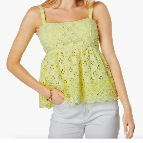 Lilly Pulitzer Tops - Lilly Pulitzer Shellegant Eyelet Bauble Yellow Top